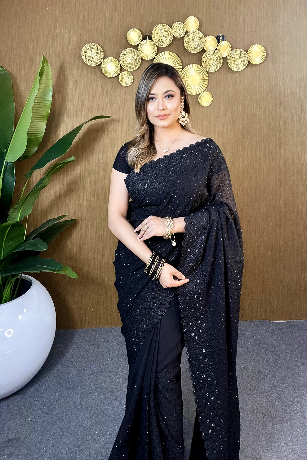 Black Diamond Soft Chiffon Georgette Saree